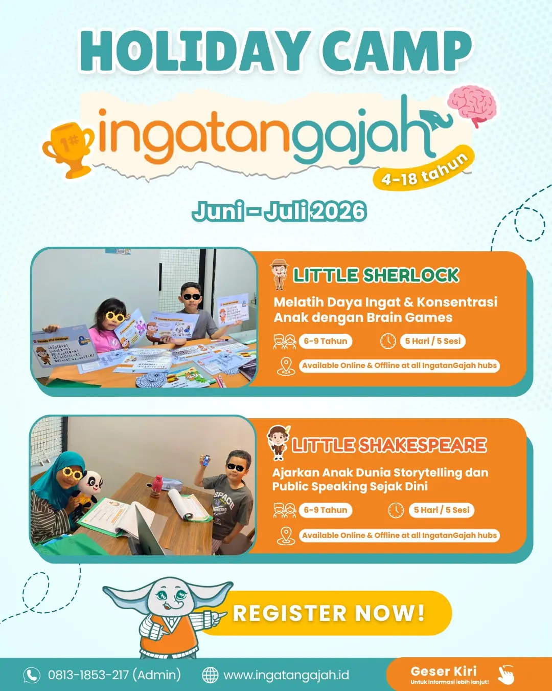 Cari kegiatan liburan anti-bosan & edukatif untuk anak INGATANGAJAH HOLIDAY CAMP 2026 solusinya! (1)