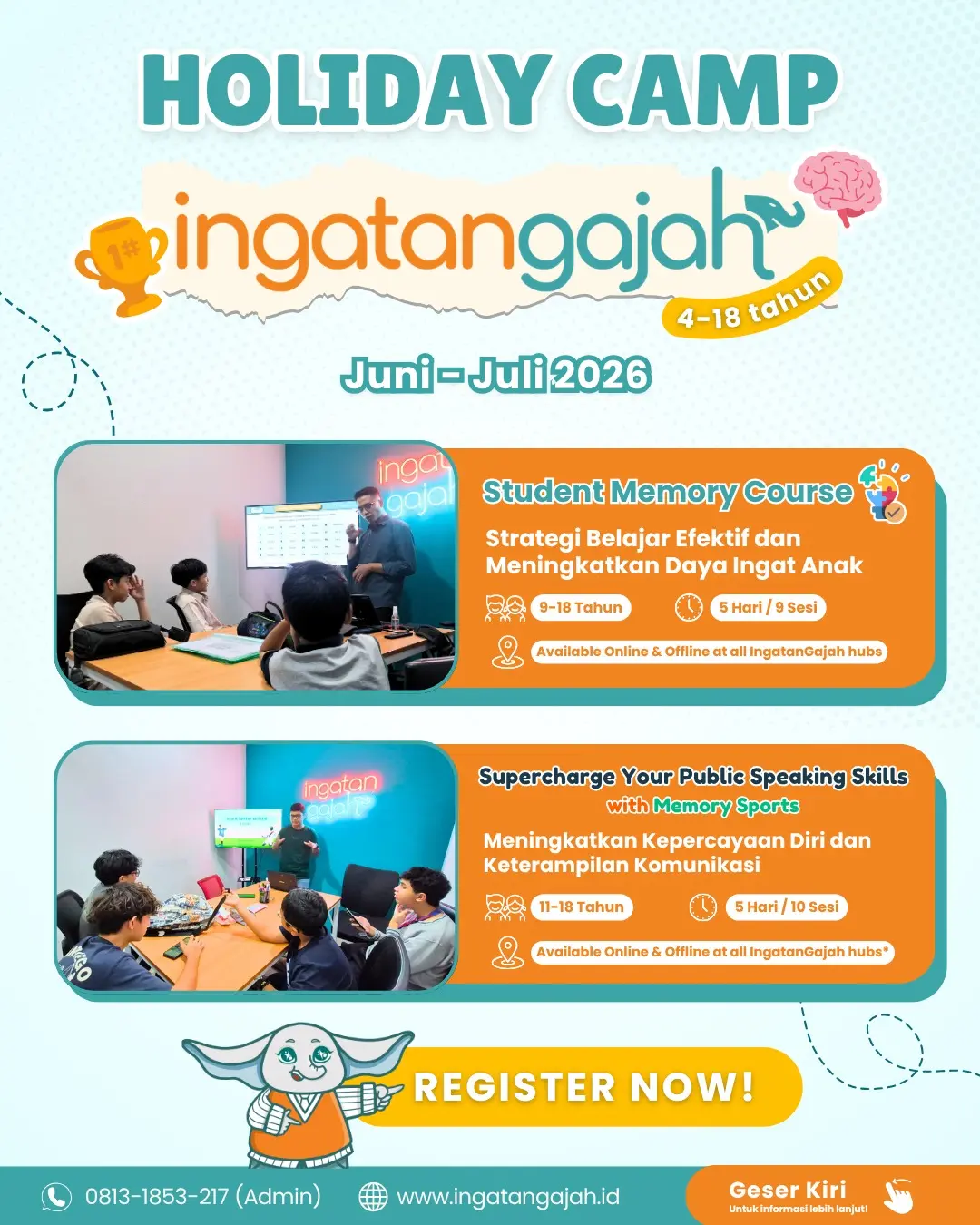 Cari kegiatan liburan anti-bosan & edukatif untuk anak INGATANGAJAH HOLIDAY CAMP 2026 solusinya! (2)