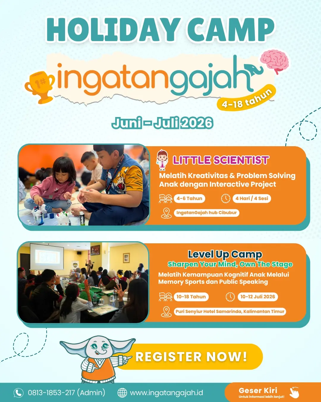 Cari kegiatan liburan anti-bosan & edukatif untuk anak INGATANGAJAH HOLIDAY CAMP 2026 solusinya! (4)